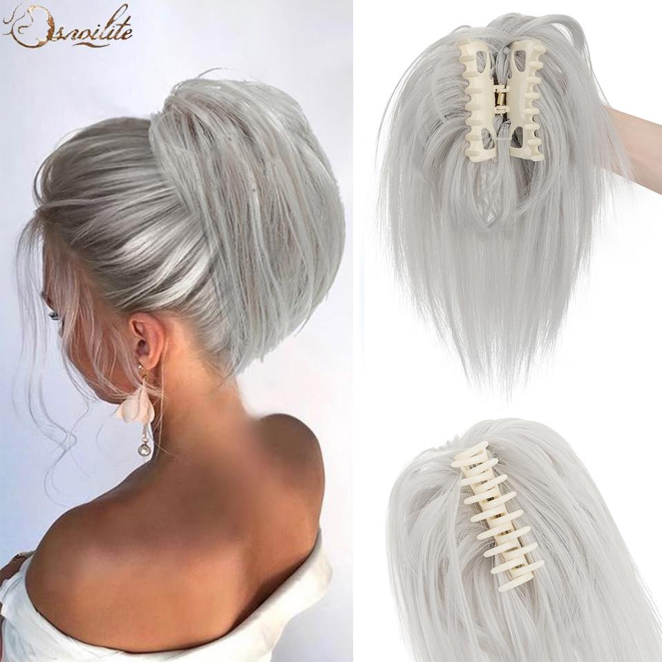 Claw Clip Messy Bun Hair Piece - Snoilite sintético em linha reta garra