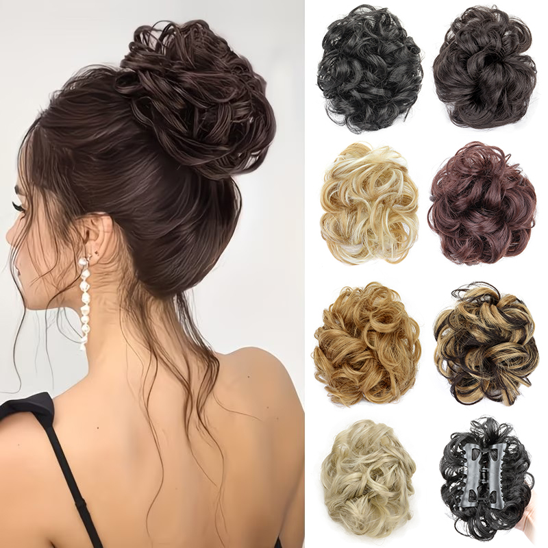 Claw Clip Messy Bun Hair Piece - Coque Sintético Desgrenhado Curto Cacheado com
