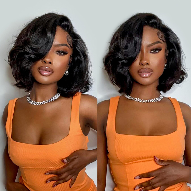 Glueless Wear And Go Human Hair Wig - Perucas de Cabelo Humano Ondulado Curto