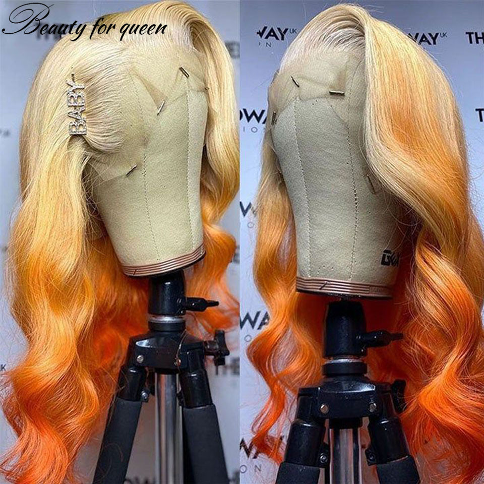 613 Blonde Body Wave Lace Front Wig - Gengibre 613 laranja onda do corpo