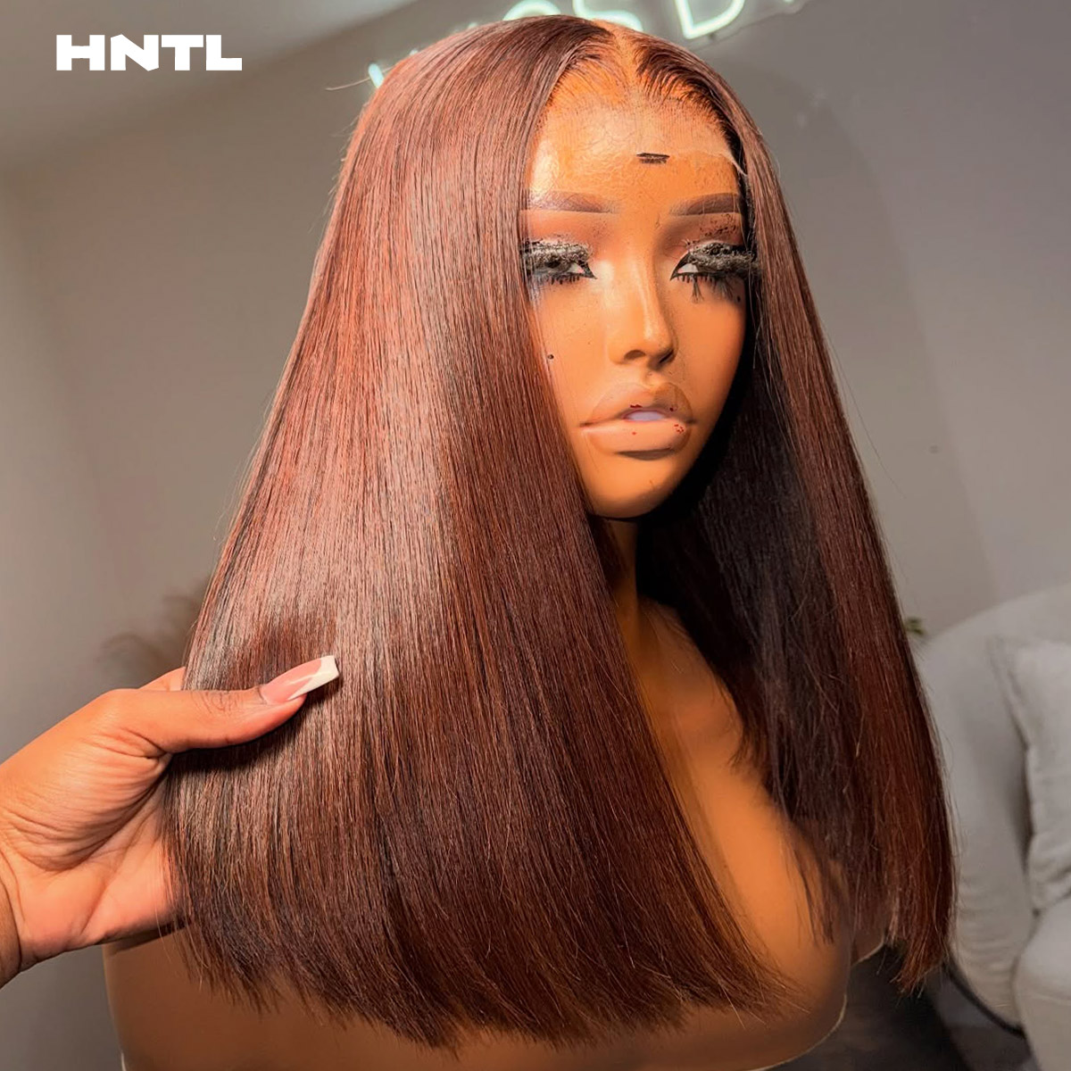 Pre Parted 13X4 Lace Front Bob Wig - Peruca Bob Marrom Sem Cola Pronta