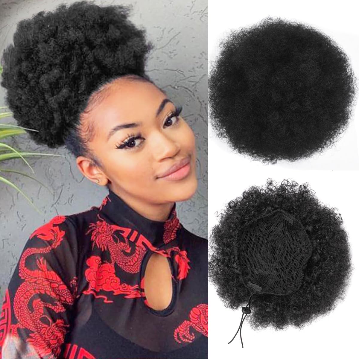 Drawstring Afro Curly Puff Ponytail - Afro puff cordão rabo de cavalo