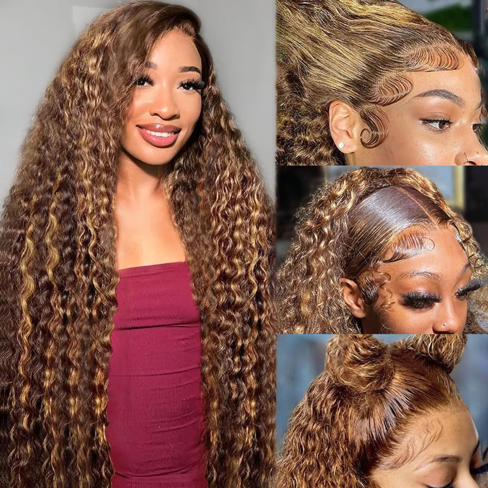 Lace Front Wigs - 36 Polegada onda profunda p4/27 destaque