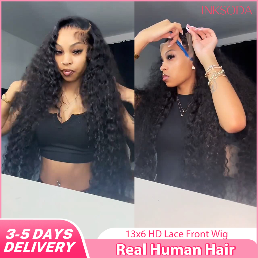 Lace Front Wigs - Peruca de Cabelo Humano Ondulado Profundo
