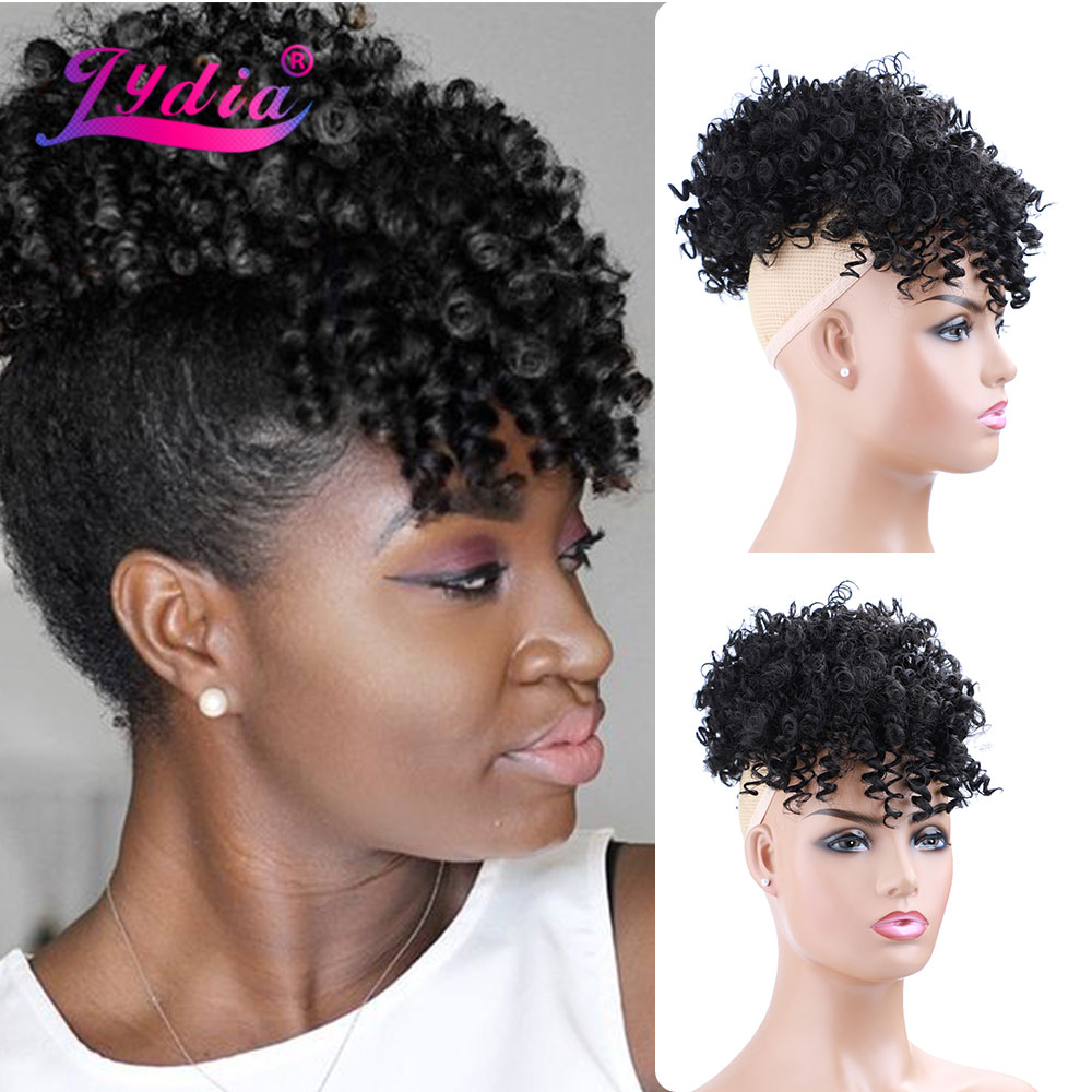 Drawstring Afro Curly Puff Ponytail - Lydia cordão sintético alto puff afro