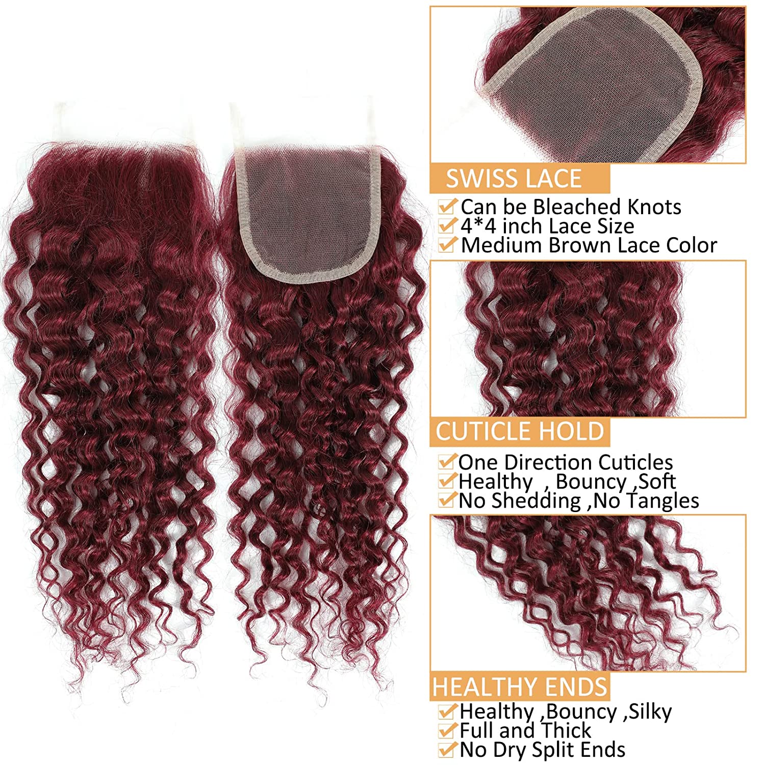 Pacotes de Cabelo Humano 100%  - Deep Wave 3 Bundles With Closure avaliação e preço