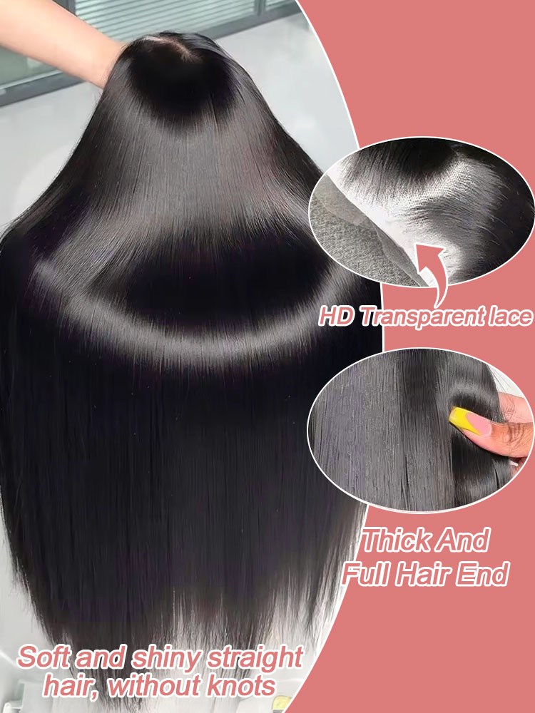 Perucas de Cabelo Humano Liso  - Hd Lace Frontal Wig Human Hair Pre Plucked avaliação e preço