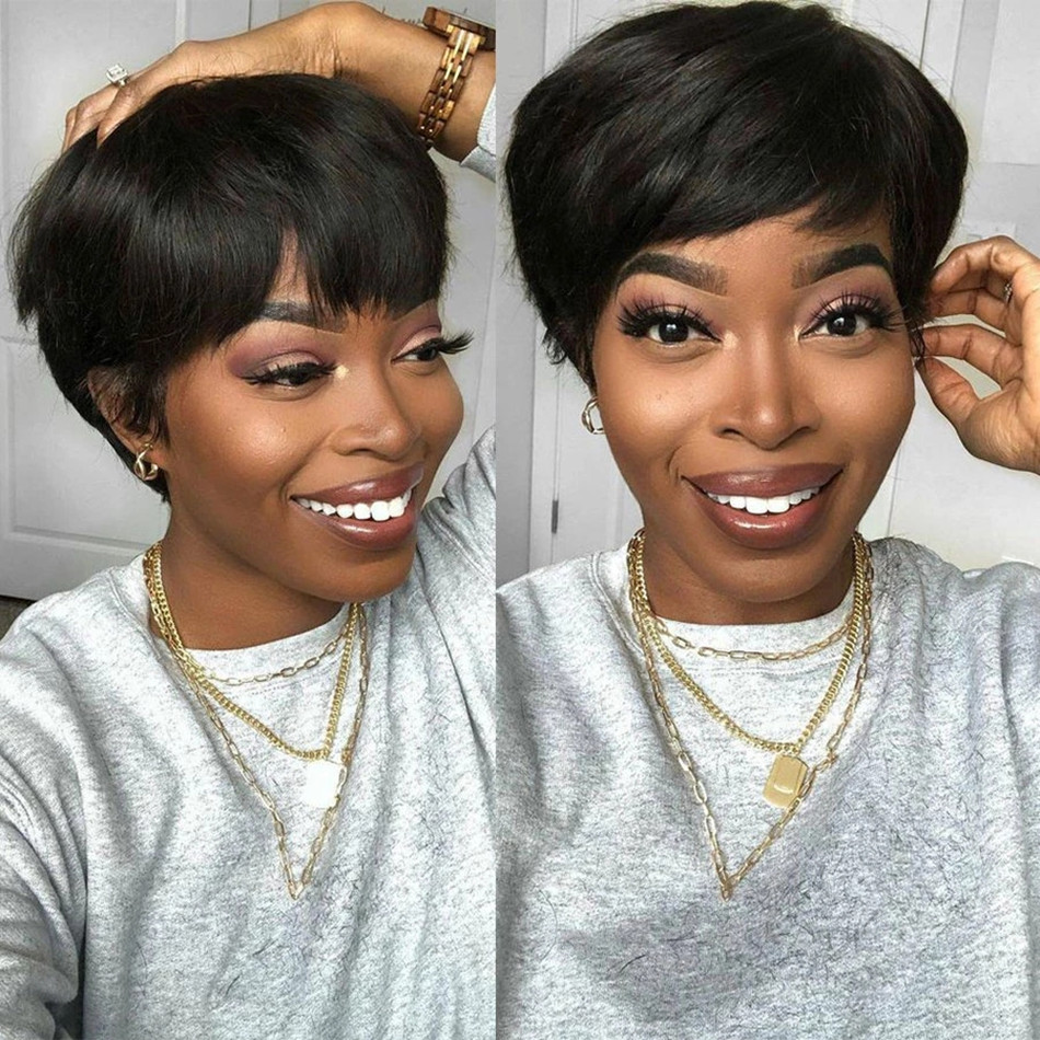 Perucas de Cabelo Humano Curto - Short Pixie Cut Wig Human Hair Cheap avaliação e preço