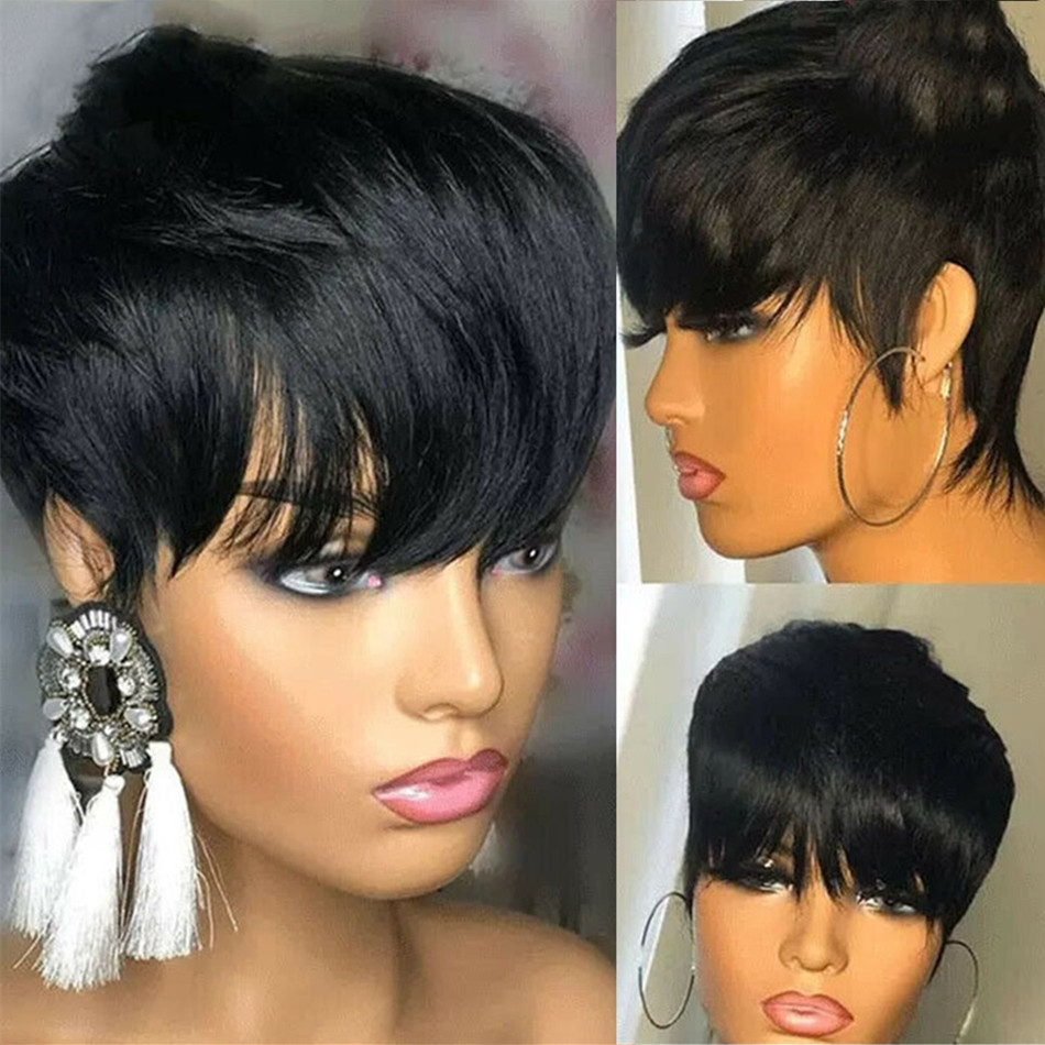 Perucas de Cabelo Humano Curto - Short Pixie Cut Wig Human Hair Cheap avaliação e preço