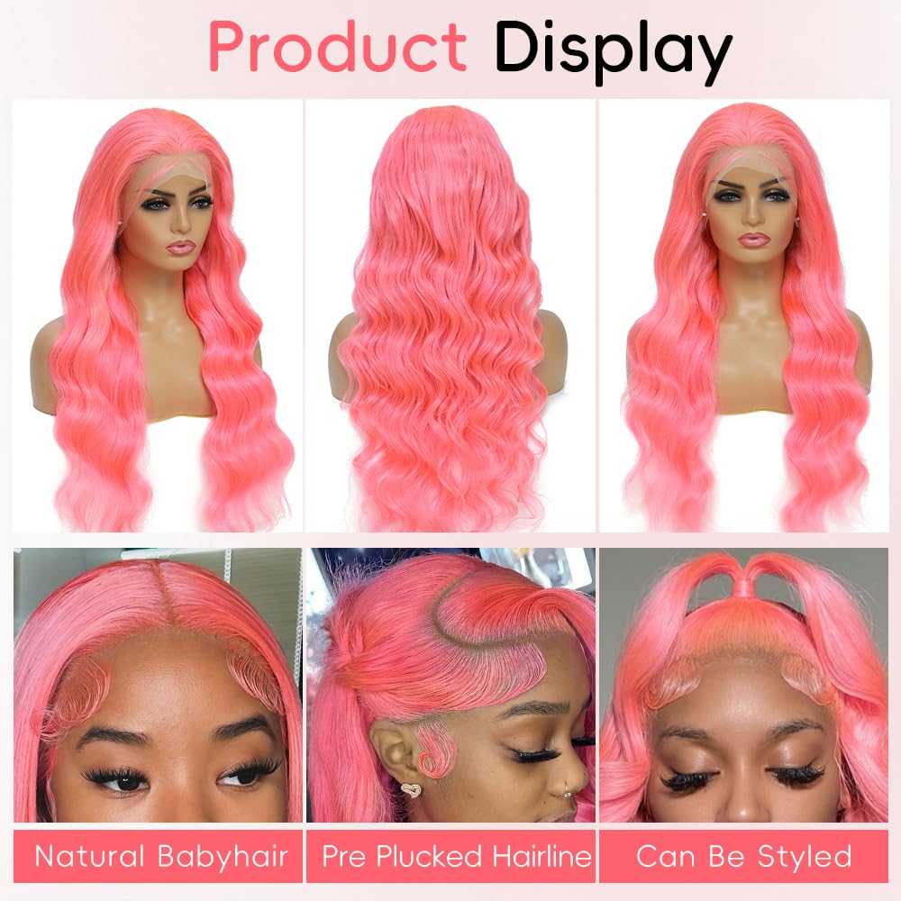 Peruca Rosa de Renda Frontal 1 - Hd Lace Frontal Wig Human Hair Pre Plucked avaliação e preço