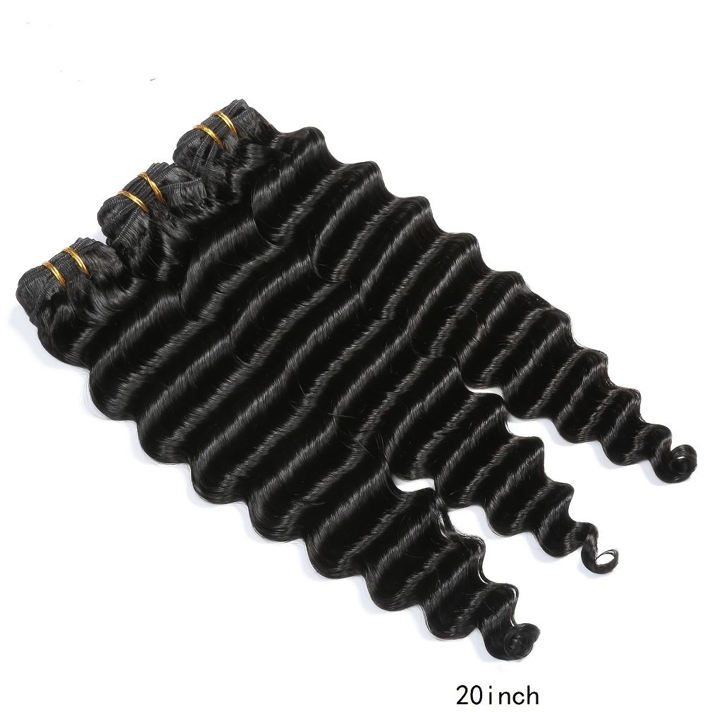 Cabelo Humano Ondulado Solto c - Deep Wave 3 Bundles With Closure avaliação e preço
