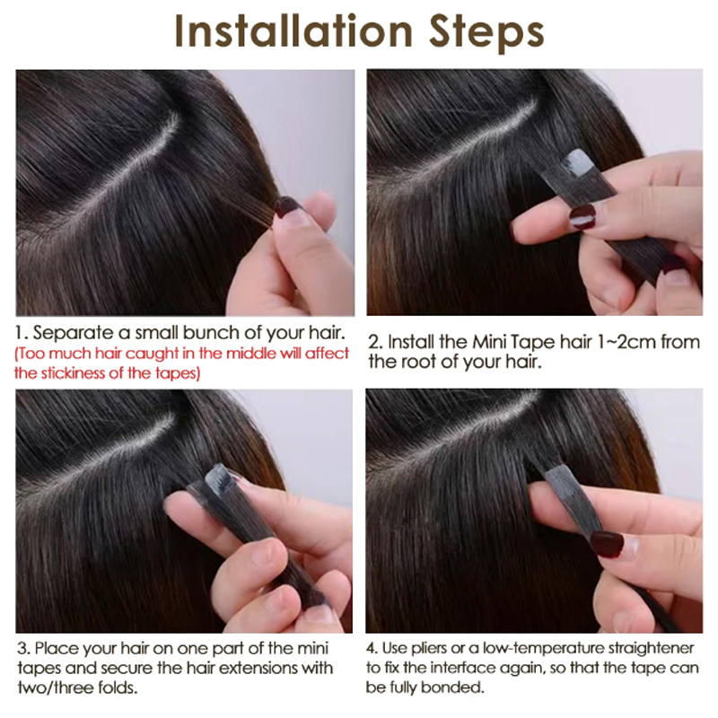 Mini fita extensões de cabelo  - Invisible Tape In Extensions Real Hair avaliação e preço