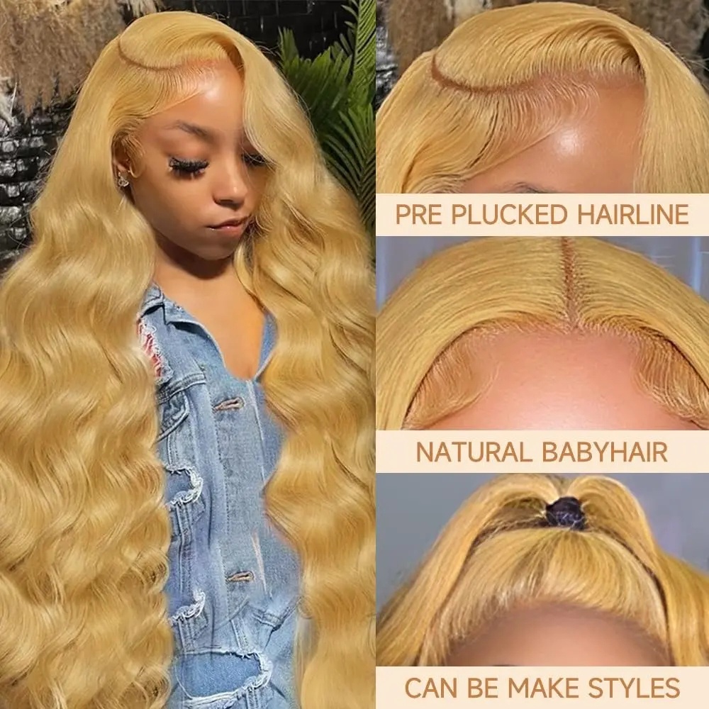 Peruca loira mel, ondulada, co - Lace Front Wigs avaliação e preço