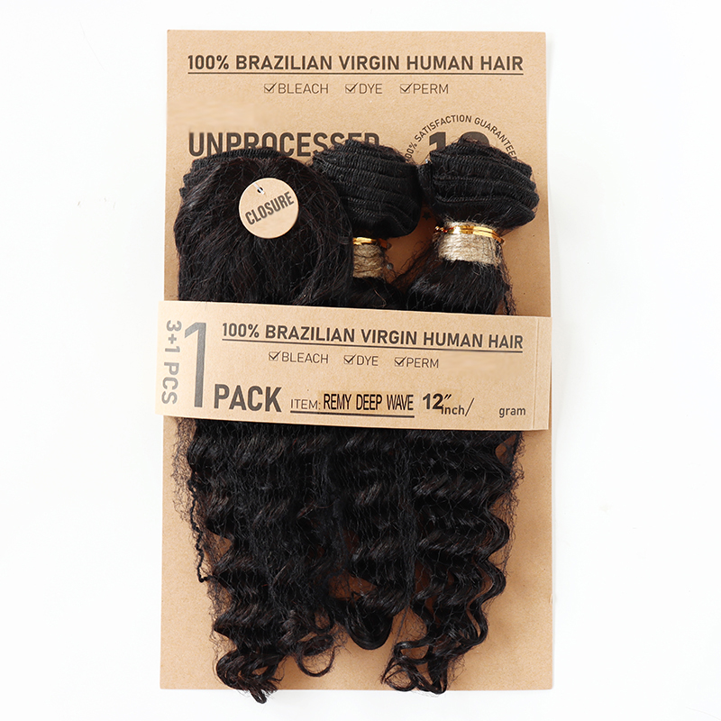 Cabelo Humano Liso Ondulado Pr - Deep Wave 3 Bundles With Closure avaliação e preço
