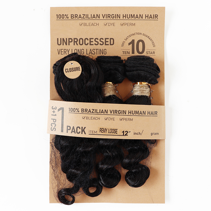 Cabelo Humano Liso Ondulado Pr - Deep Wave 3 Bundles With Closure avaliação e preço