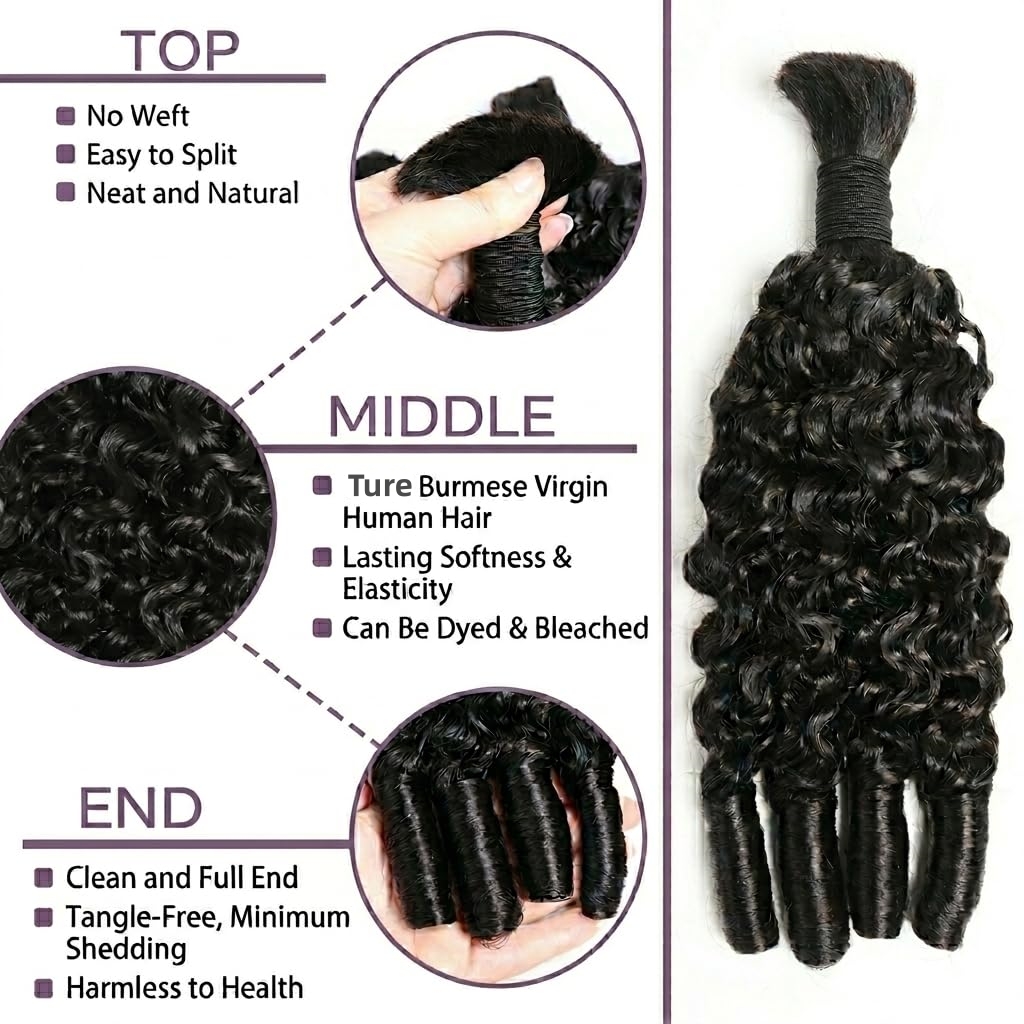 Cabelo Humano Cacheado Birmanê - Water Wave Bulk Human Hair For Braiding avaliação e preço