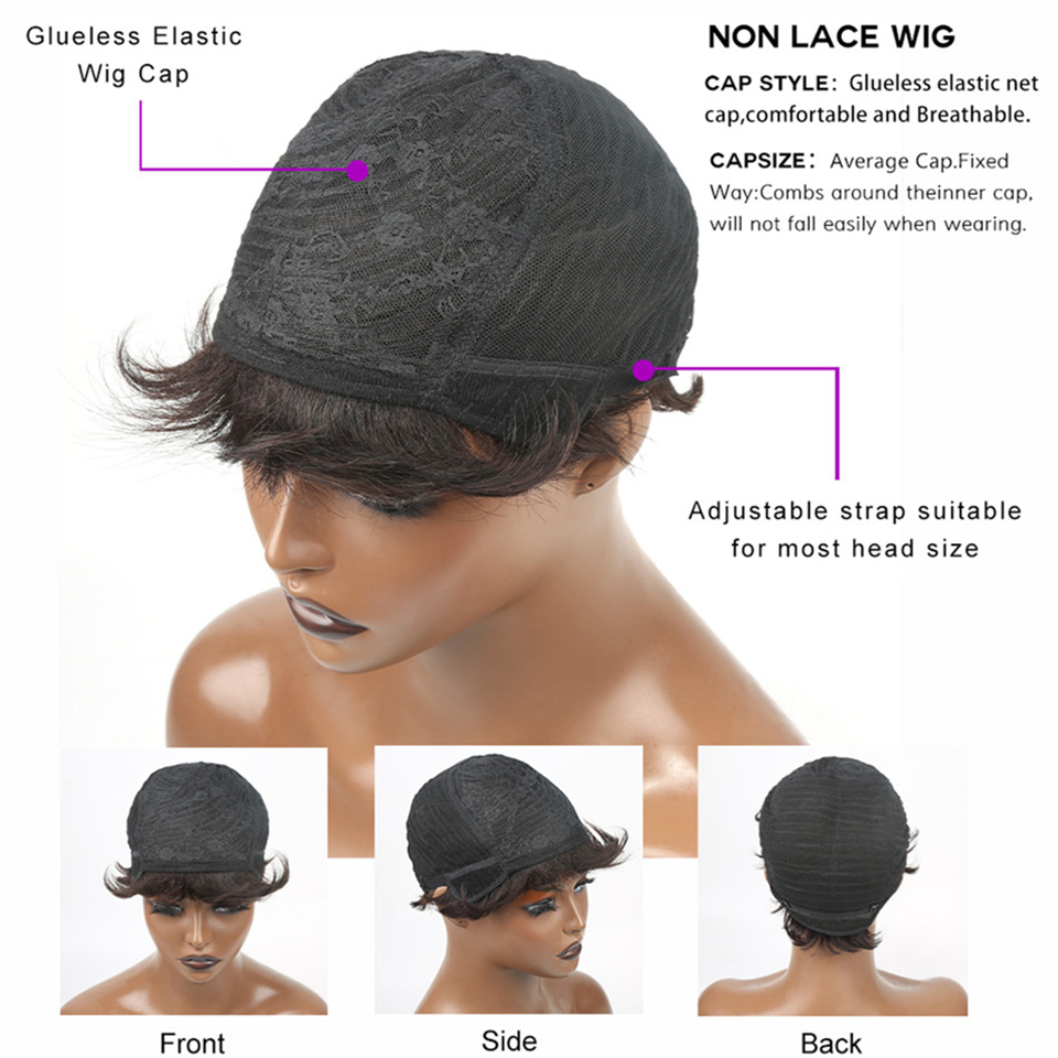 Cabelo humano curto perucas pi - Short Pixie Cut Wig Human Hair Cheap avaliação e preço
