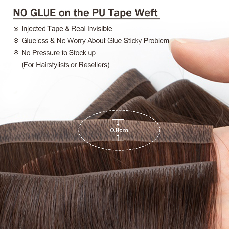 Fita longa invisível pu trama  - Invisible Tape In Extensions Real Hair avaliação e preço