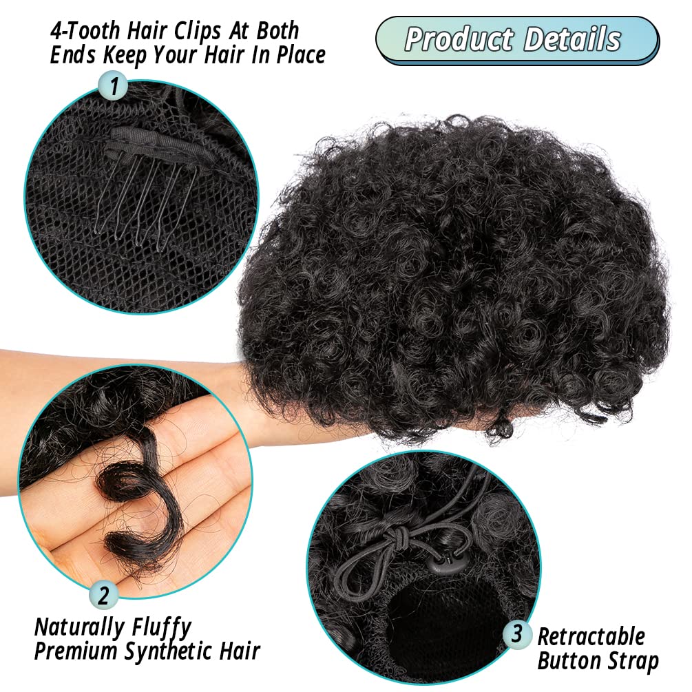 Afro puff cordão rabo de caval - Drawstring Afro Curly Puff Ponytail avaliação e preço