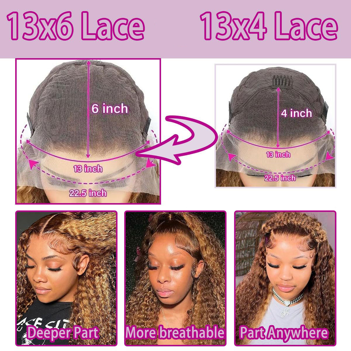 36 Polegada onda profunda p4/2 - Lace Front Wigs avaliação e preço