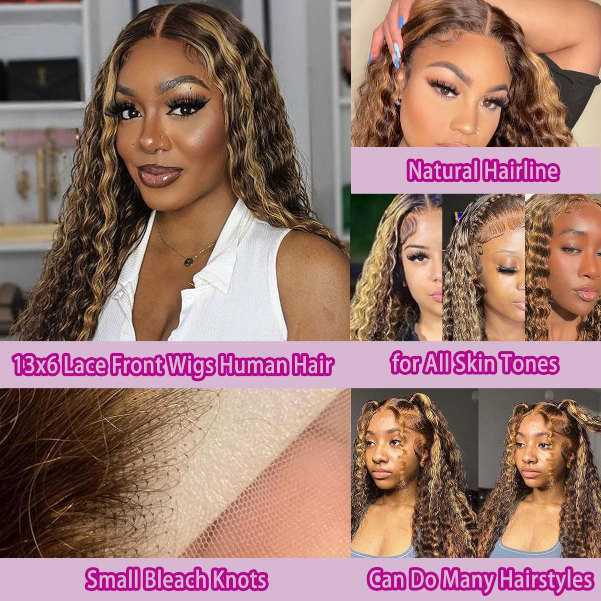 36 Polegada onda profunda p4/2 - Lace Front Wigs avaliação e preço