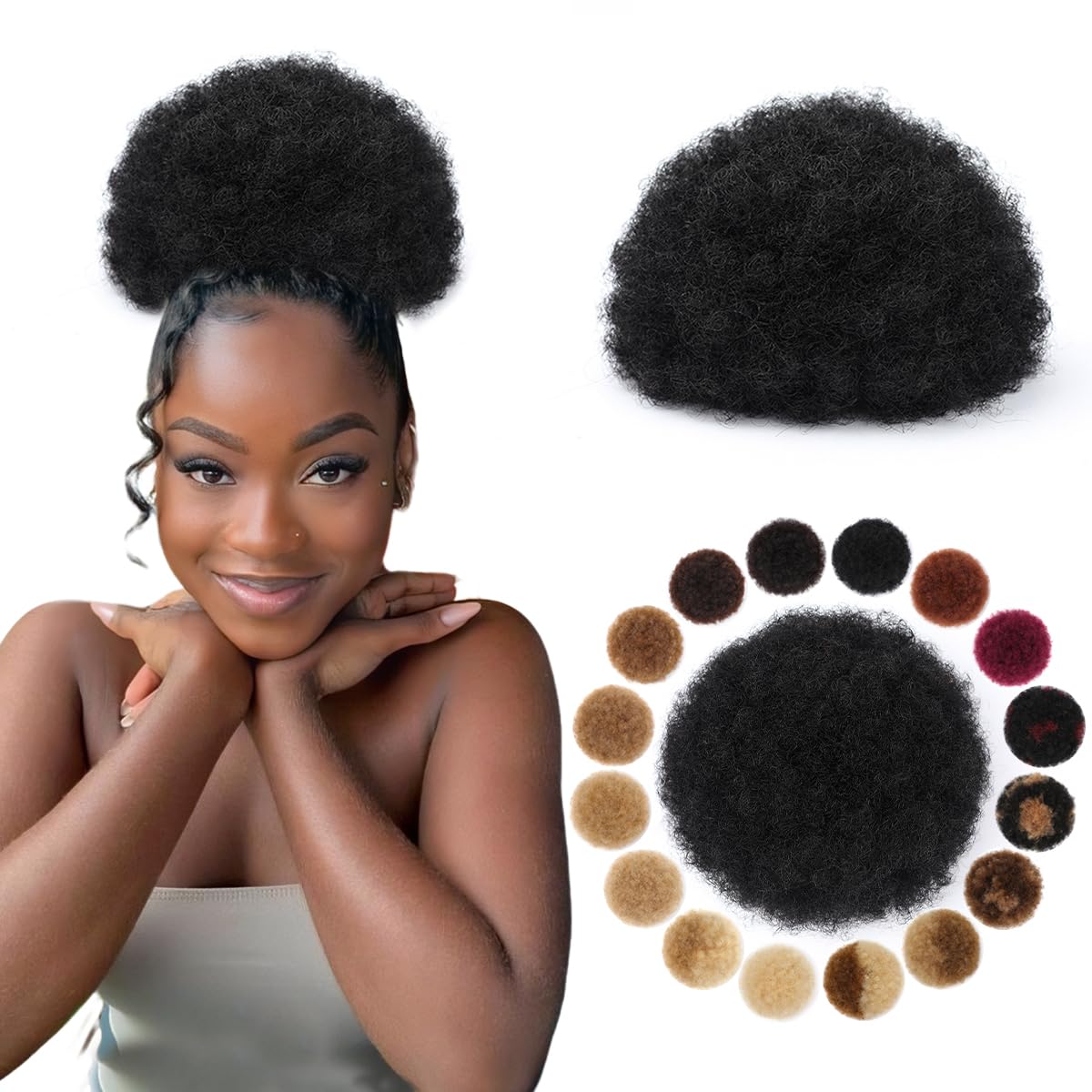 Ponytail Sintético Afro Puff c - Drawstring Afro Curly Puff Ponytail avaliação e preço