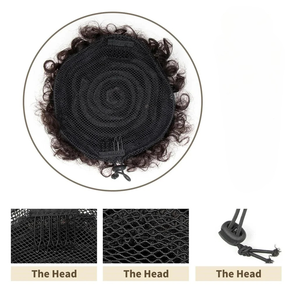 1 Unidade/Pacote Puff de Cabel - Drawstring Afro Curly Puff Ponytail avaliação e preço