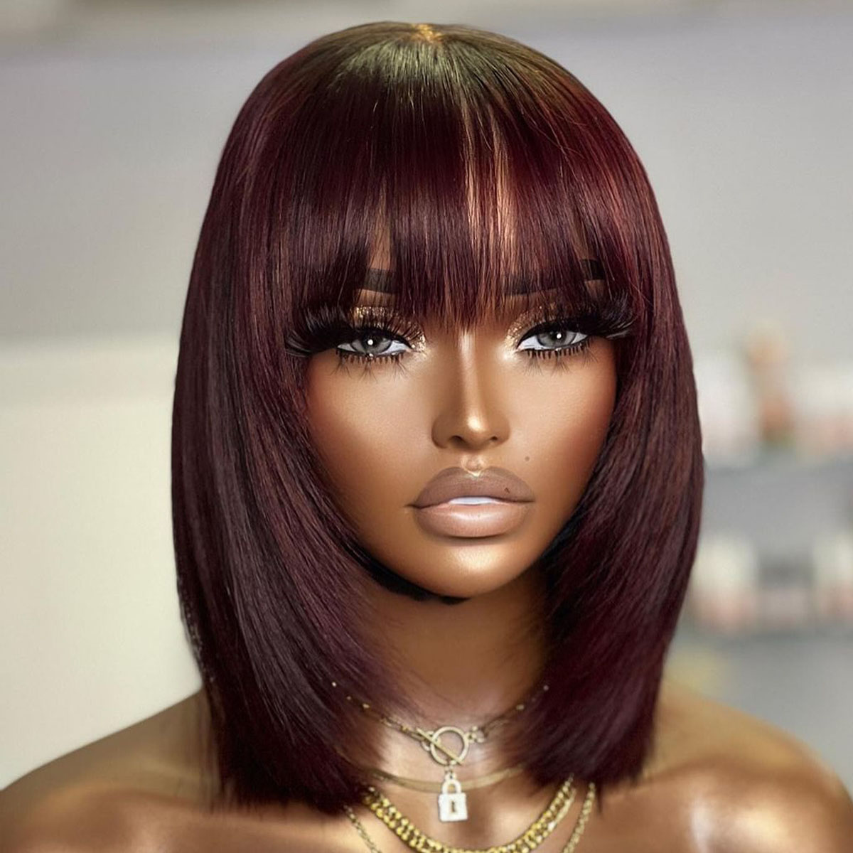Peruca Bob Curta em Camadas co - Lace Front Wigs avaliação e preço