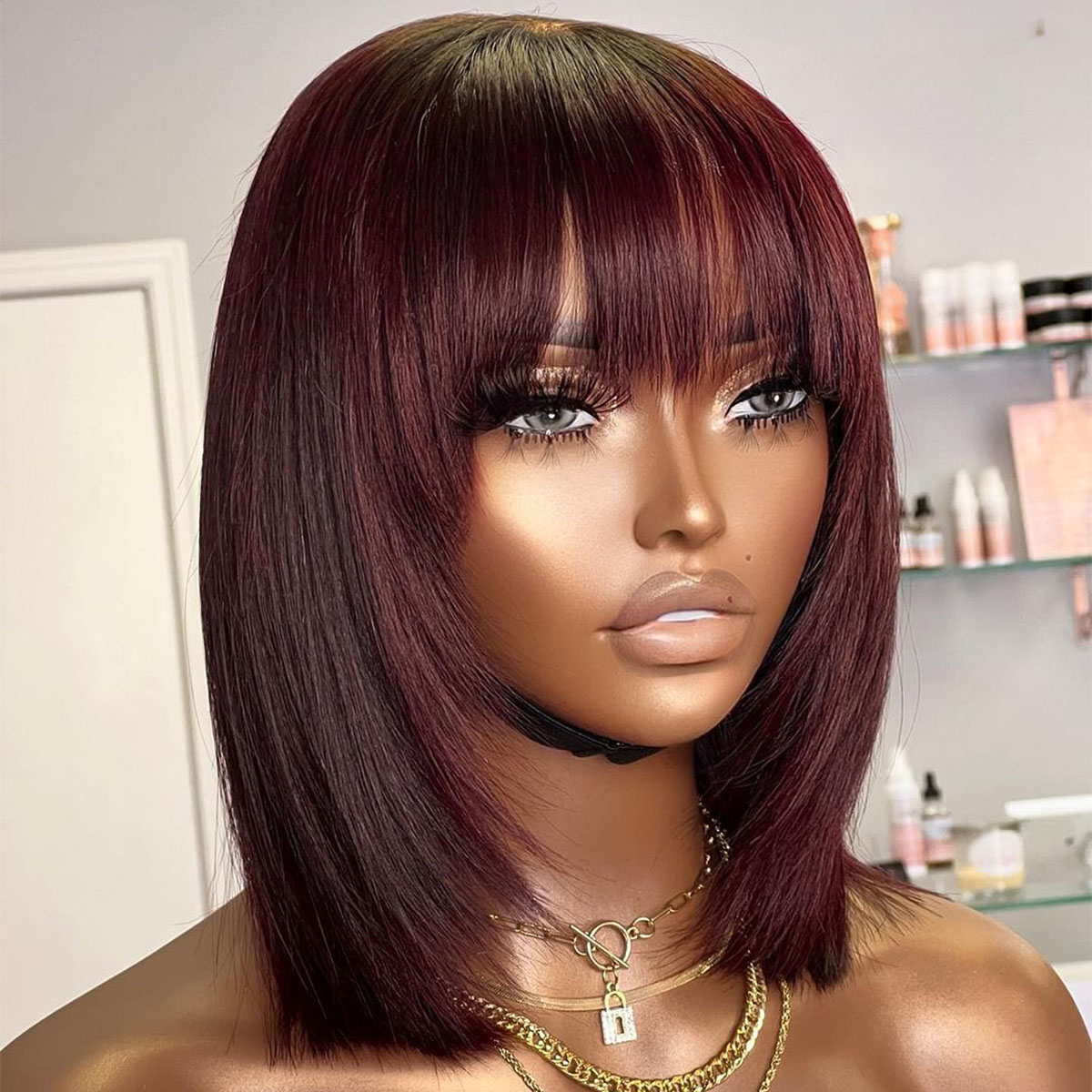 Peruca Bob Curta em Camadas co - Lace Front Wigs avaliação e preço