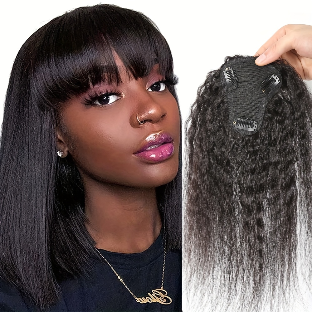 Kinky reta topper cabelo com f - Hair Bundles avaliação e preço