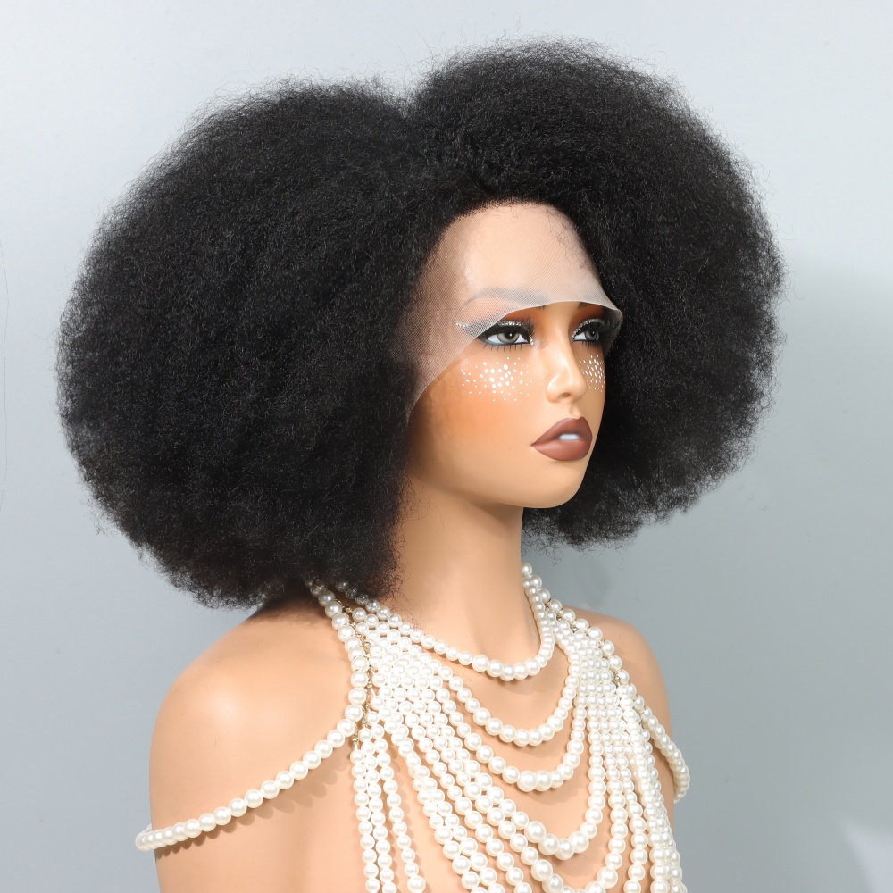 Peruca Afro de 14 Polegadas pa - Glueless Wear And Go Human Hair Wig avaliação e preço