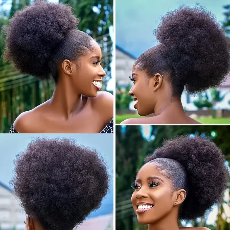 1pc feminino 10-Polegada afro  - Drawstring Afro Curly Puff Ponytail avaliação e preço