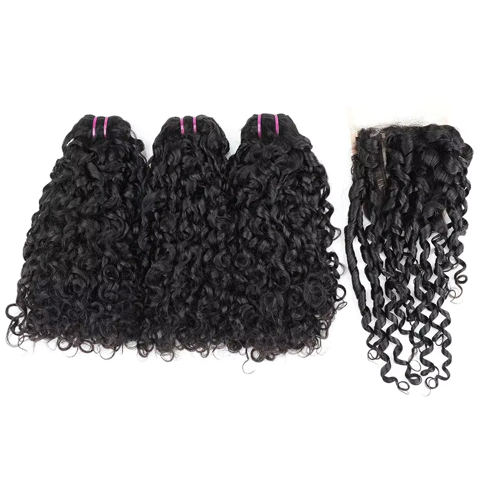 Pixie onda pacotes de cabelo c - Deep Wave 3 Bundles With Closure avaliação e preço